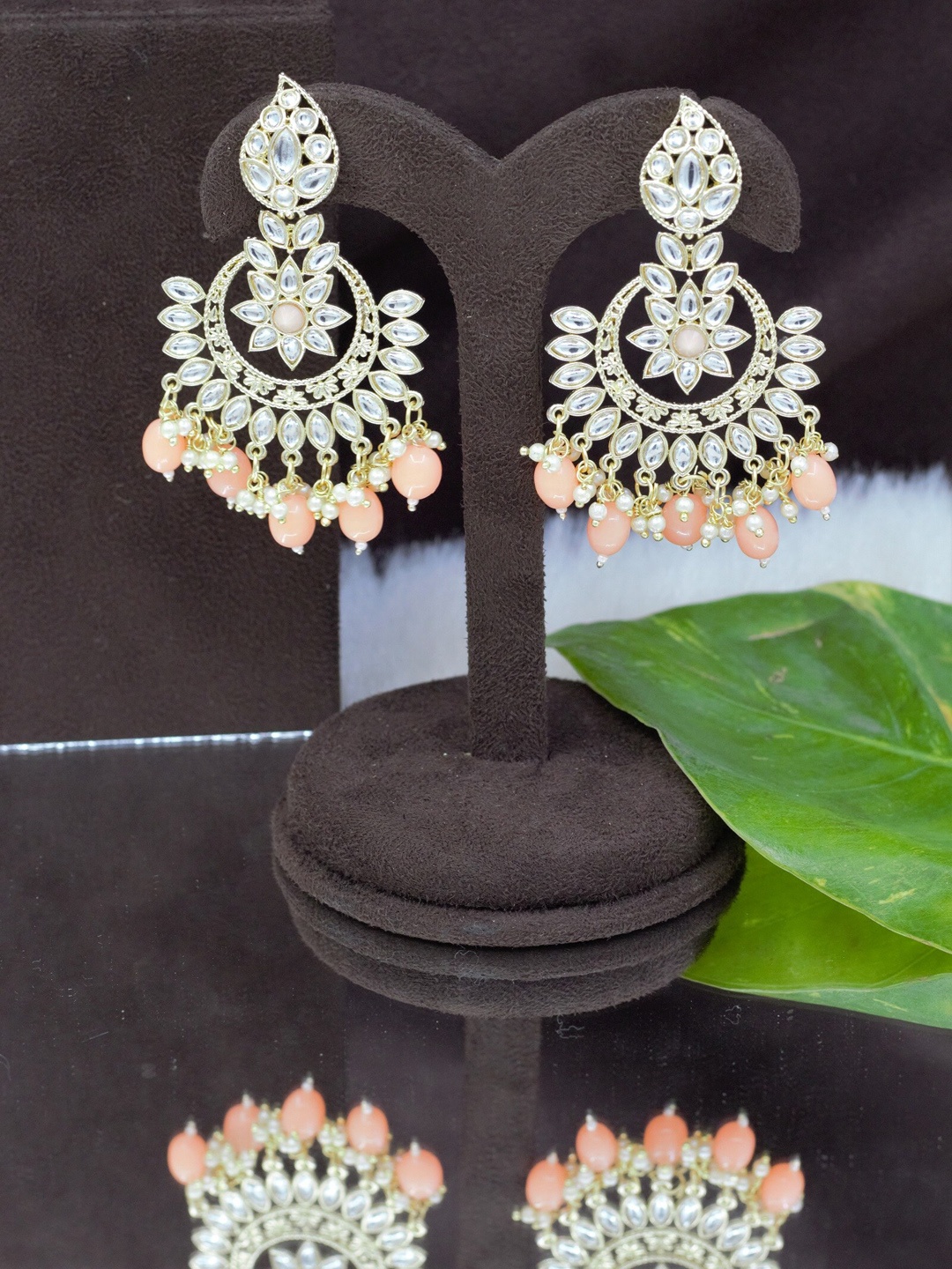 

SAIYONI Peach-Coloured Contemporary Drop Earrings