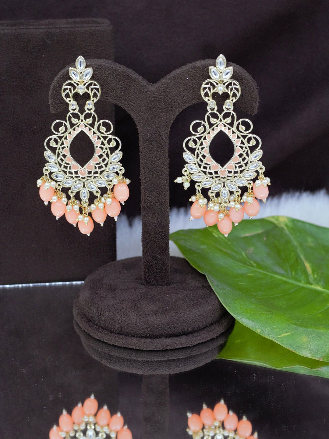 

SAIYONI Peach-Coloured Contemporary Studs Earrings
