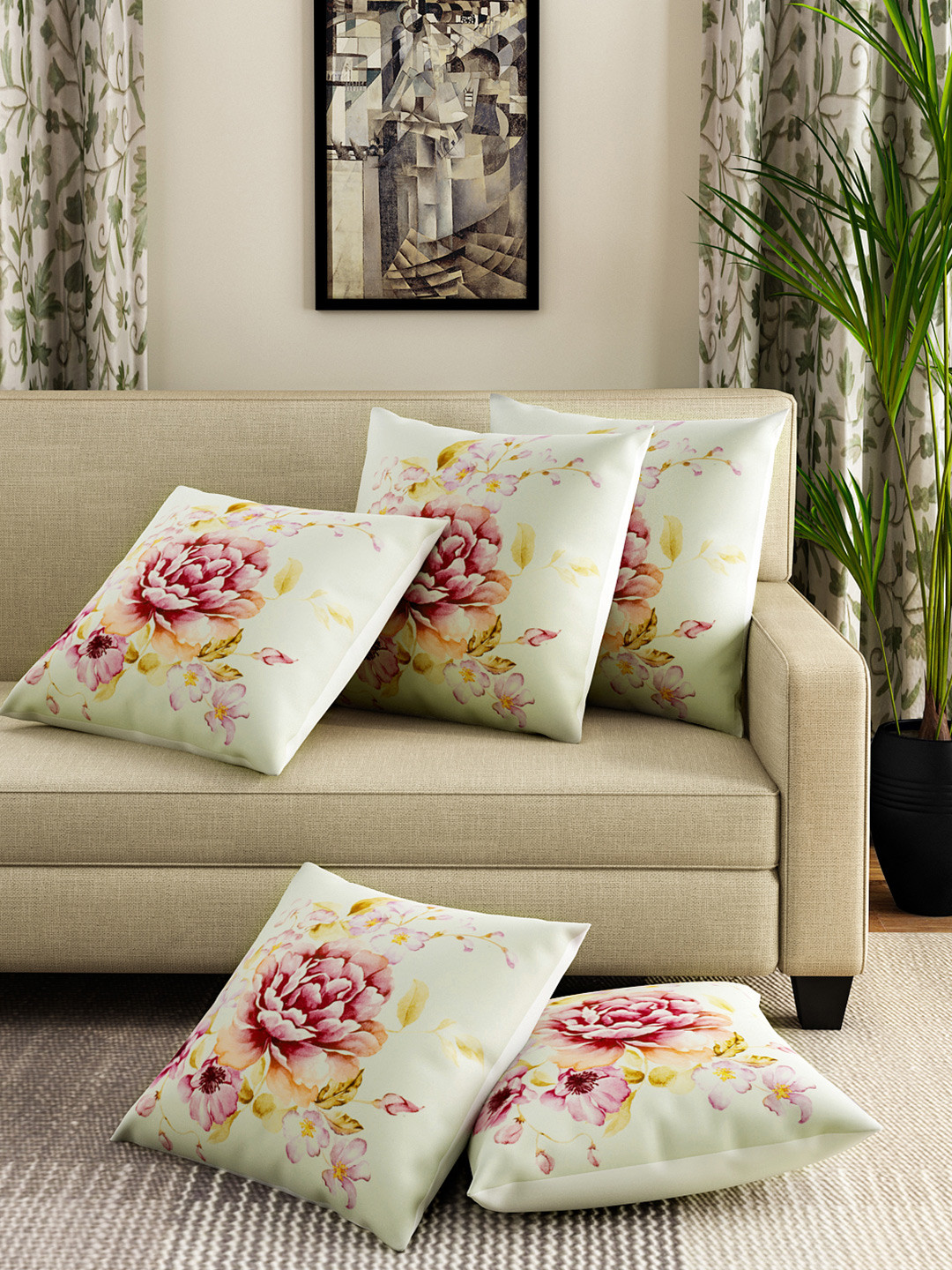 

Swayam Cream-Coloured Set of 5 16" x 16" Square Cushion Covers