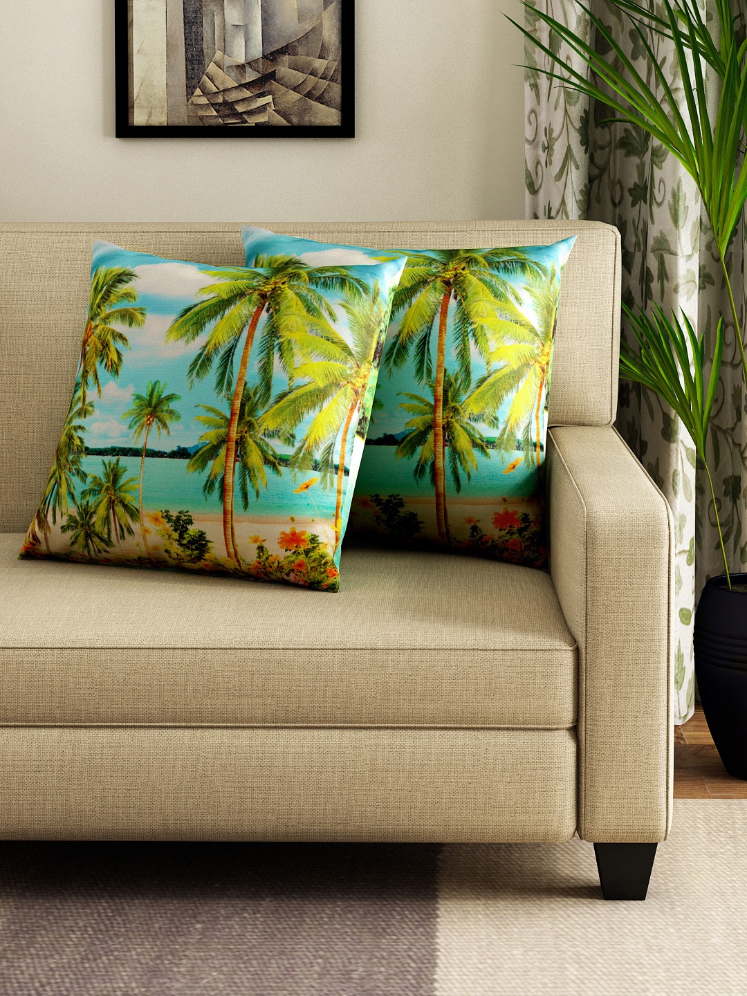 

Swayam Multicoloured Set of 2 16" x 16" Square Cushion Covers, Multi