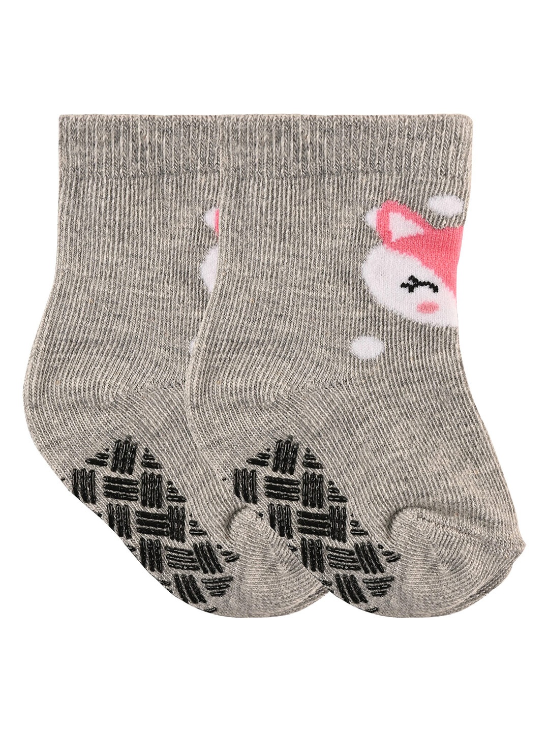 

Nuluv Girls Pack of 3 Patterned Cotton Socks, Grey