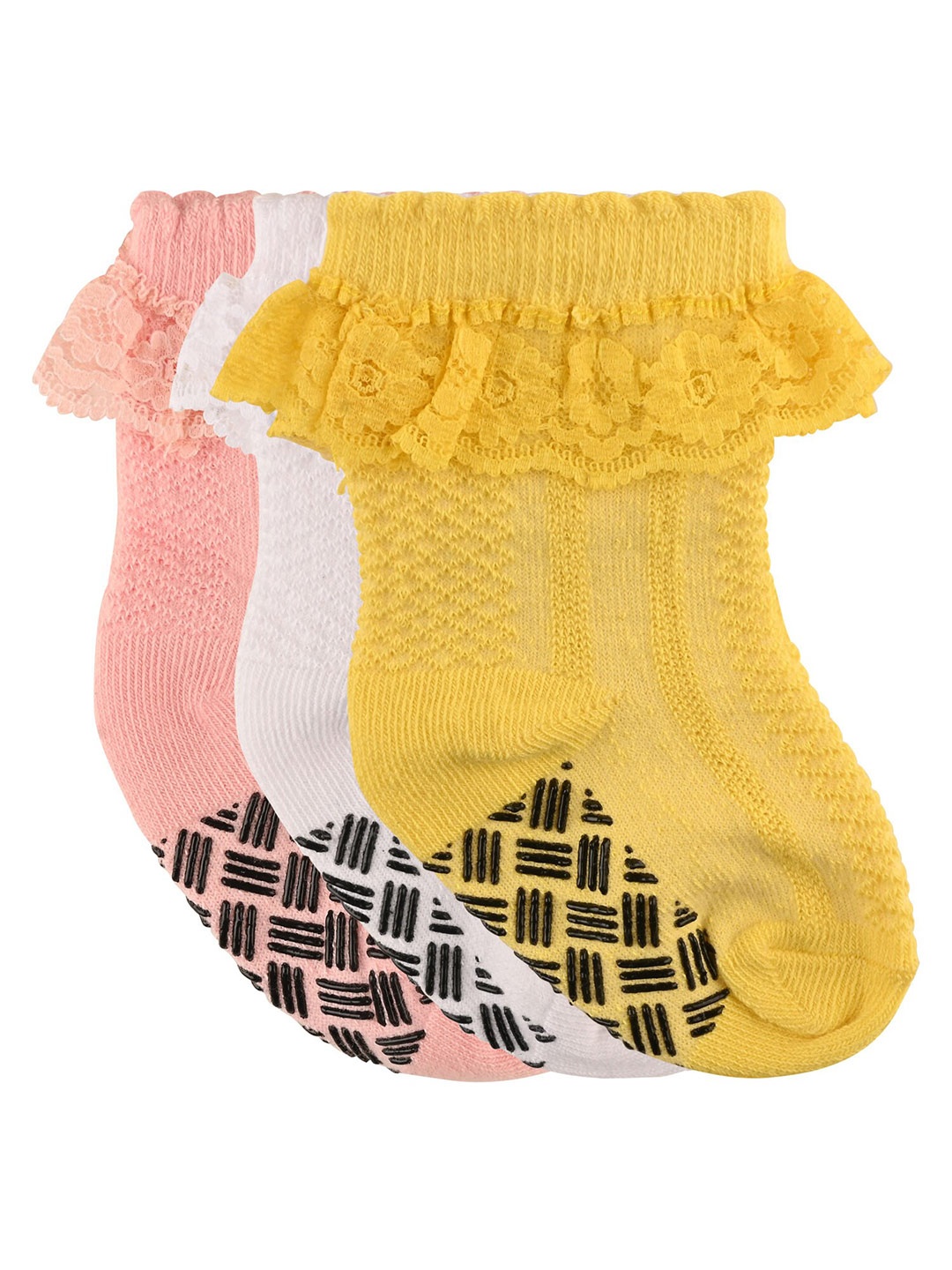 

Nuluv Infant Girls Pack of 3 Patterned Cotton Socks, Pink