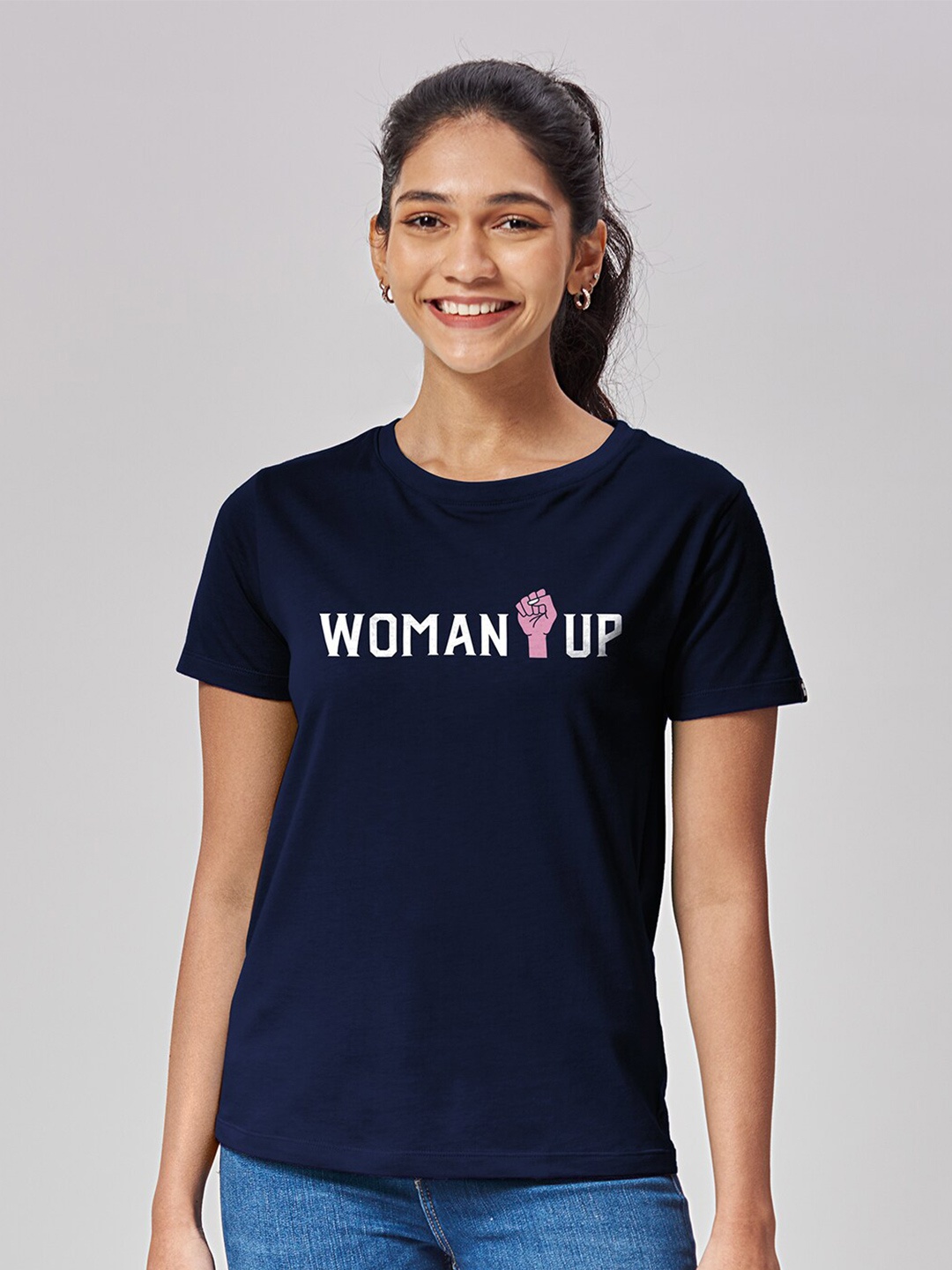 

The Souled Store Women Black & french middle red purple Typography Printed Applique T-shirt