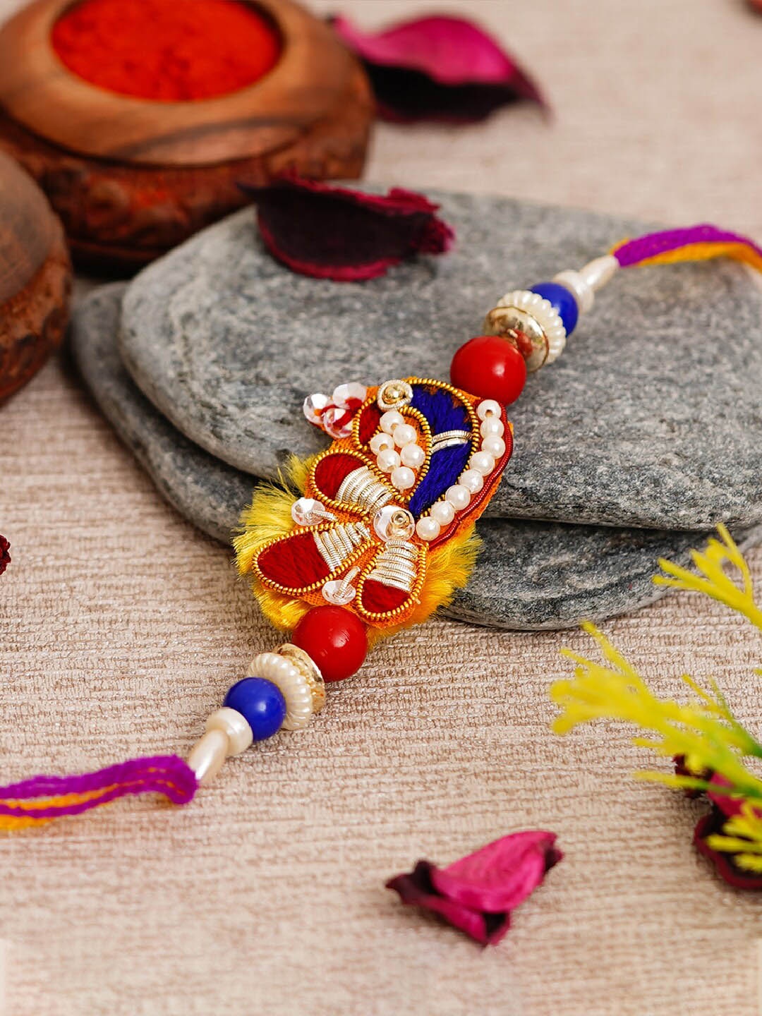 

eCraftIndia Multicolored Peacock Studded Rakhi, Multi