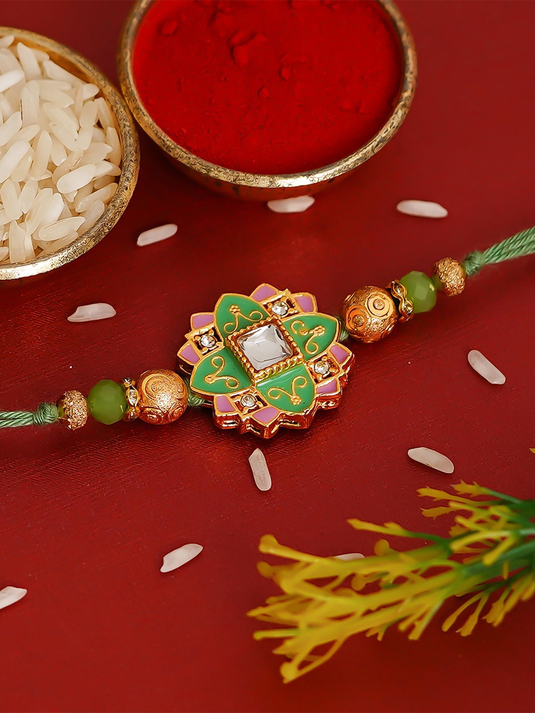 

eCraftIndia Meenakari Rakhi and Roli Chawal Pack, Multi