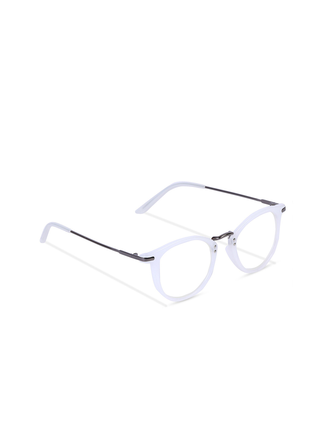 

Freddy Unisex Clear Lens & White Round Sunglasses with UV Protected Lens