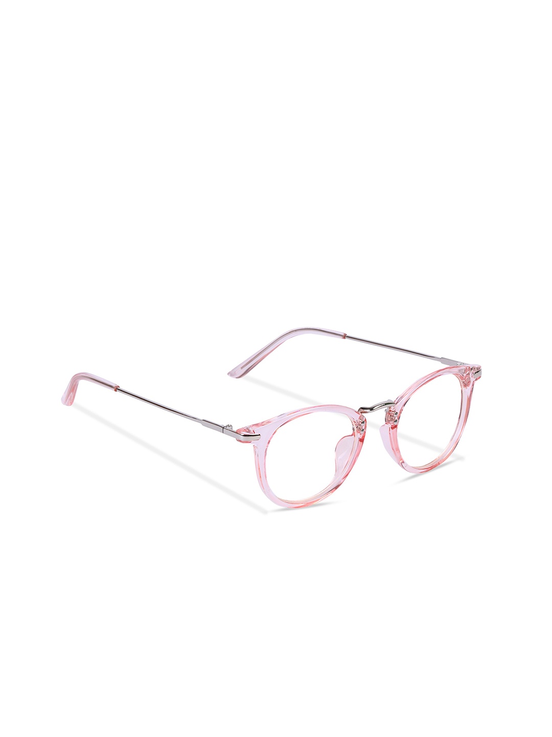 

Freddy Unisex Clear Lens & Pink Round Sunglasses with UV Protected Lens, Rose