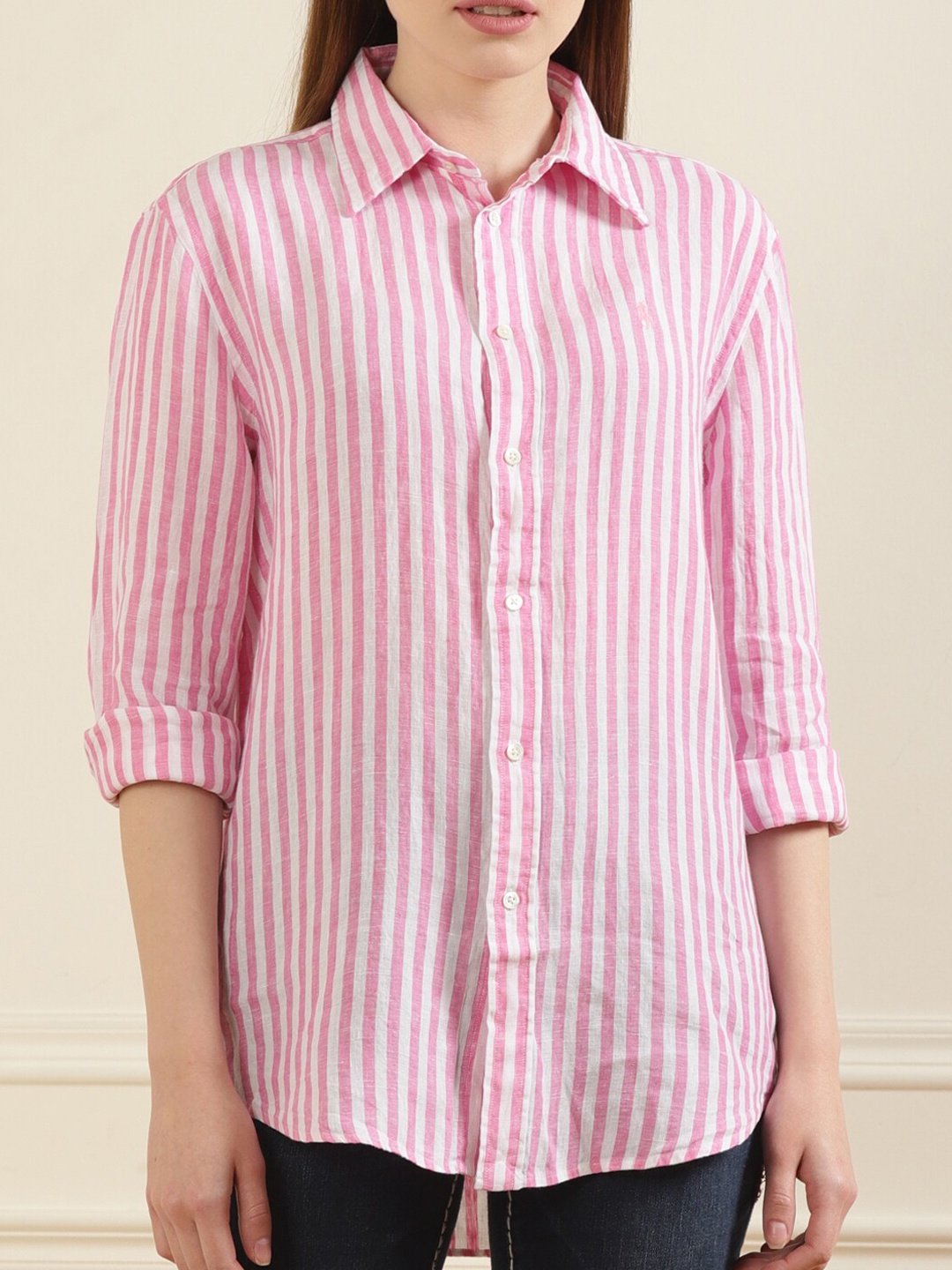 

Polo Ralph Lauren Women Pink Striped Cotton Shirts