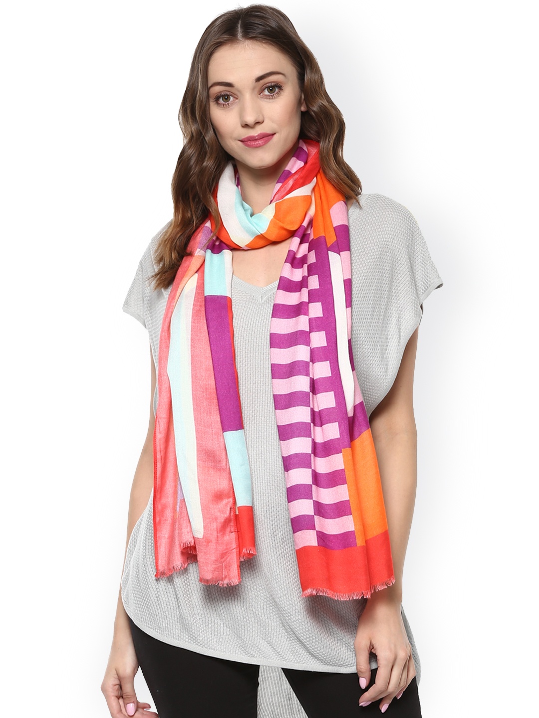 

SHINGORA Multicoloured Striped Stole, Multi