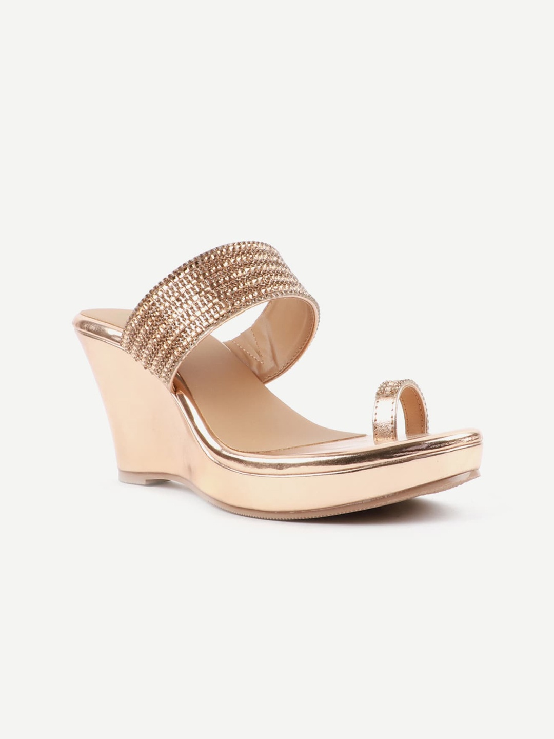 

Carlton London Rose Gold Embellished Wedge Sandals