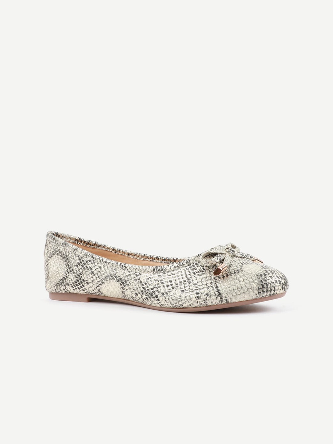 

Carlton London Women White Printed Ballerinas with Buckles Flats