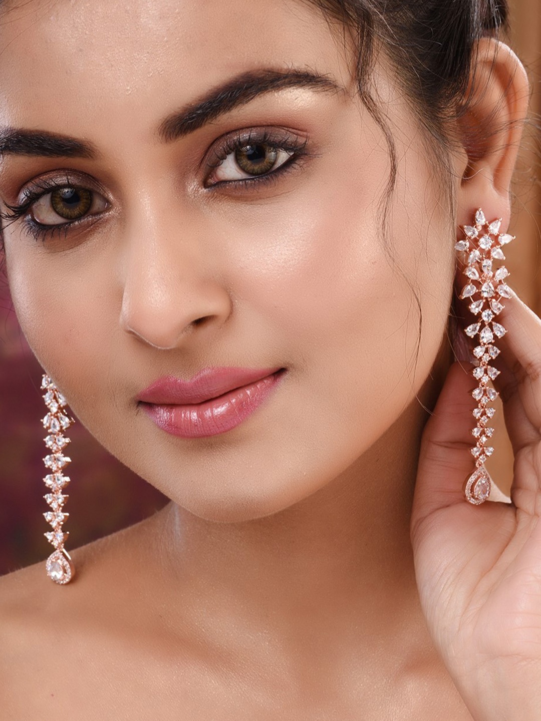 

Saraf RS Jewellery Rose Contemporary Drop Earrings