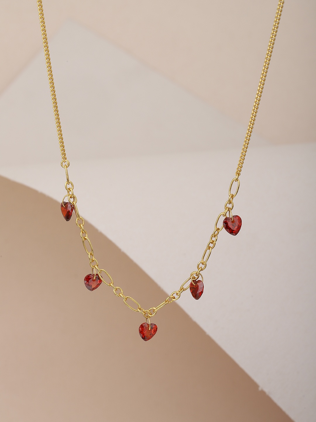 

Carlton London Gold-Plated Red CZ Studded Handcrafted Chain