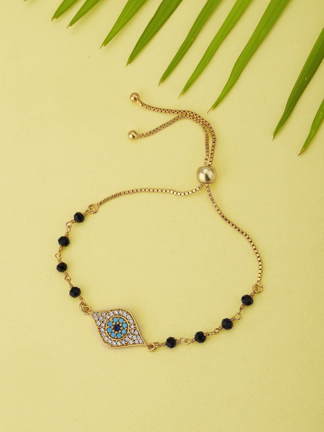 

Carlton London Gold-Plated Black CZ Studded Handcrafted Bracelet