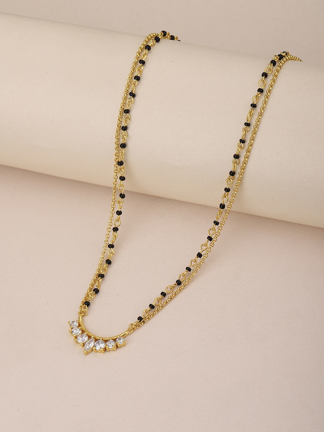 

Carlton London Gold-Plated & Black Double layered Mangalsuta