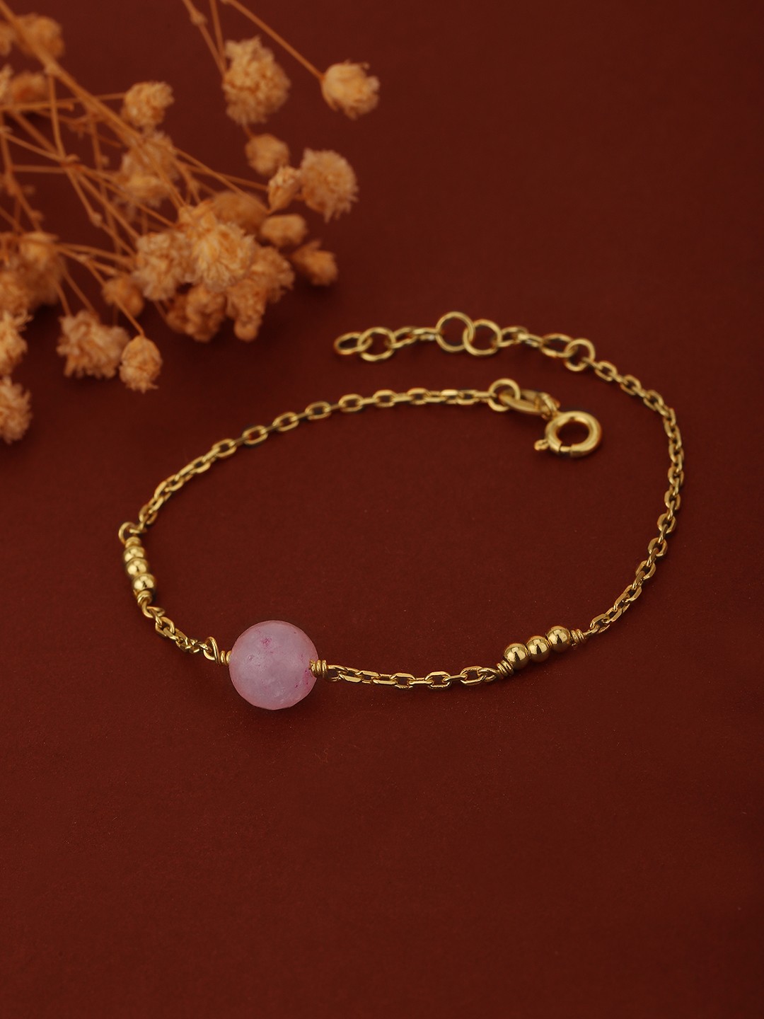 

Carlton London Gold-Plated Pink Opal Studded Handcrafted Bracelet