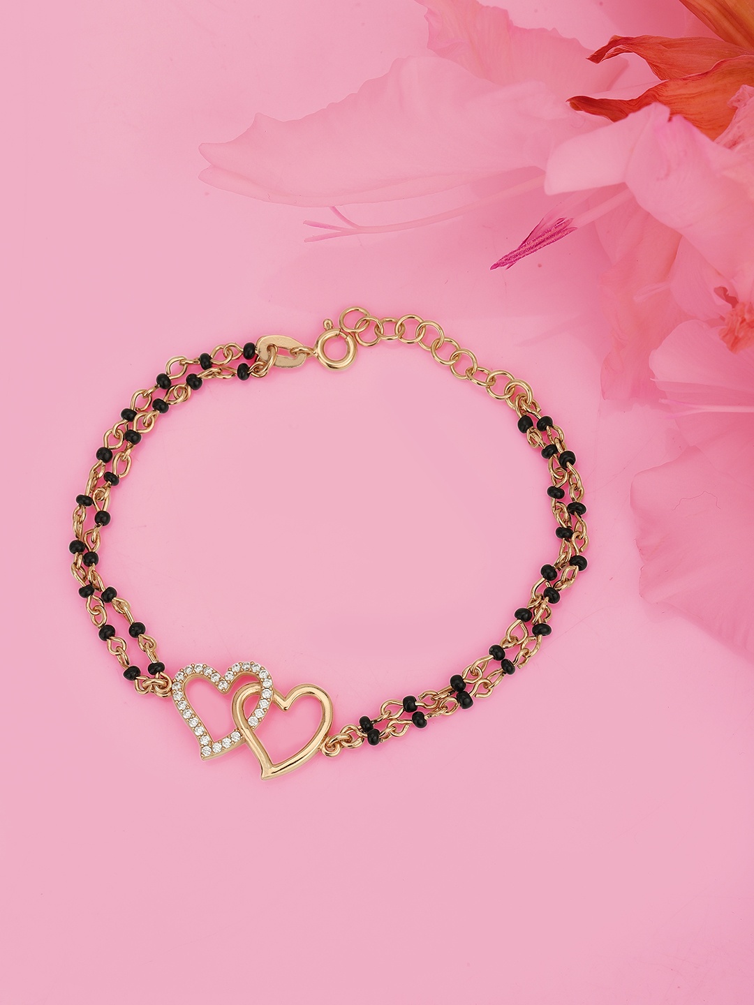

Carlton London Rose Gold-Plated Black CZ Studded Handcrafted Bracelet