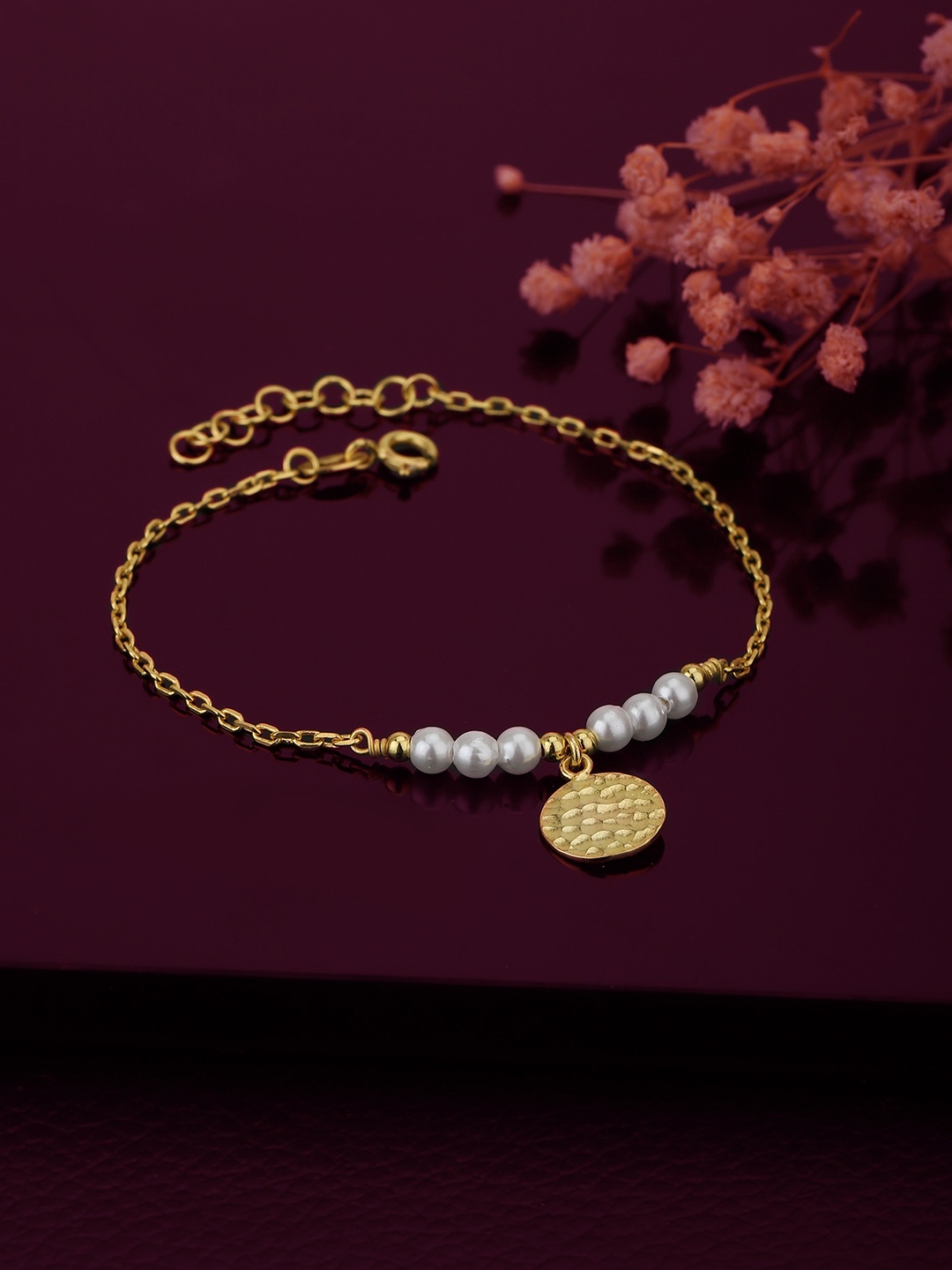 

Carlton London Gold-Plated White Pearl Studded Handcrafted Bracelet
