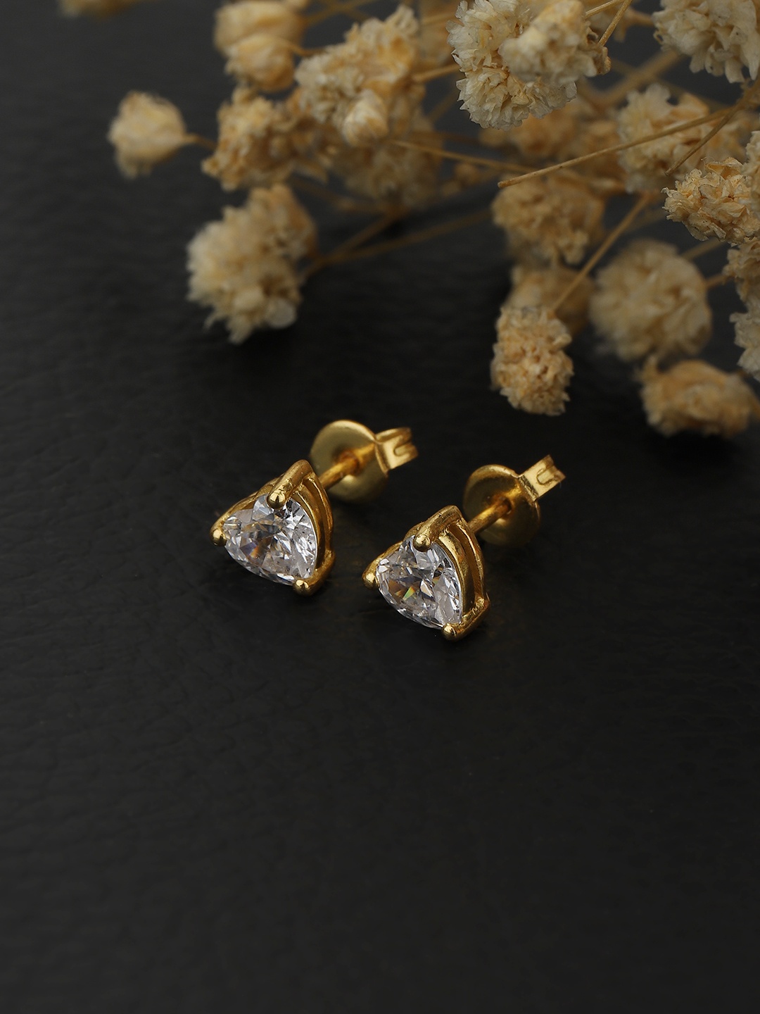 

Carlton London Gold-Toned Heart Shaped Studs Earrings