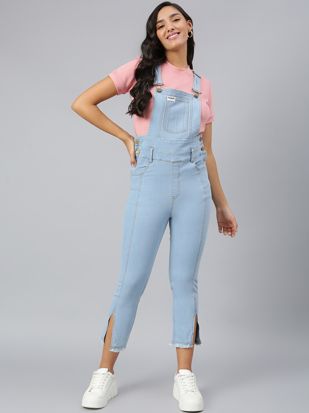 

FINSBURY LONDON Women Blue Cotton Denim Dungarees