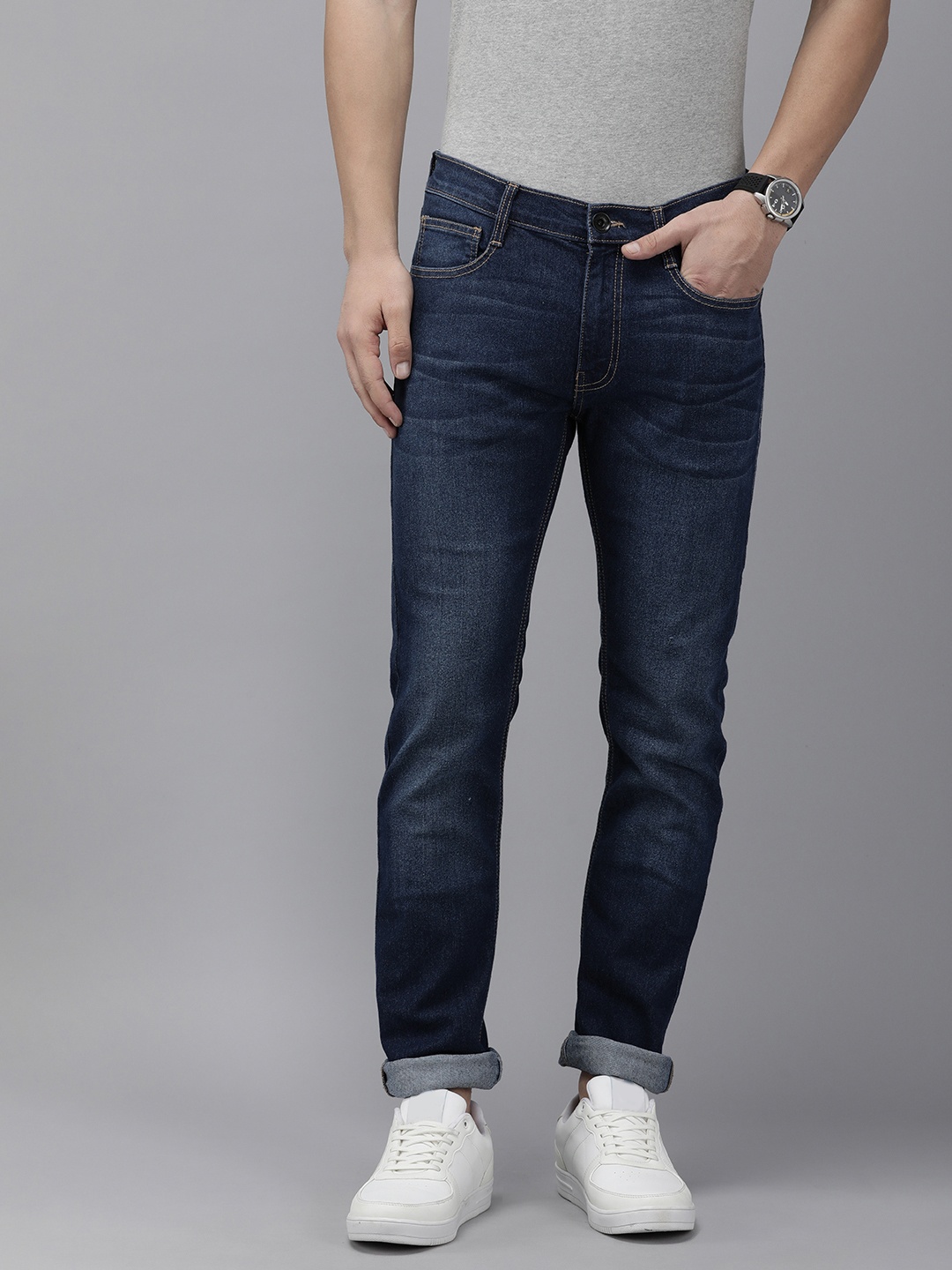 

Pepe Jeans Men Vapour Slim Fit Light Fade Stretchable Jeans, Navy blue