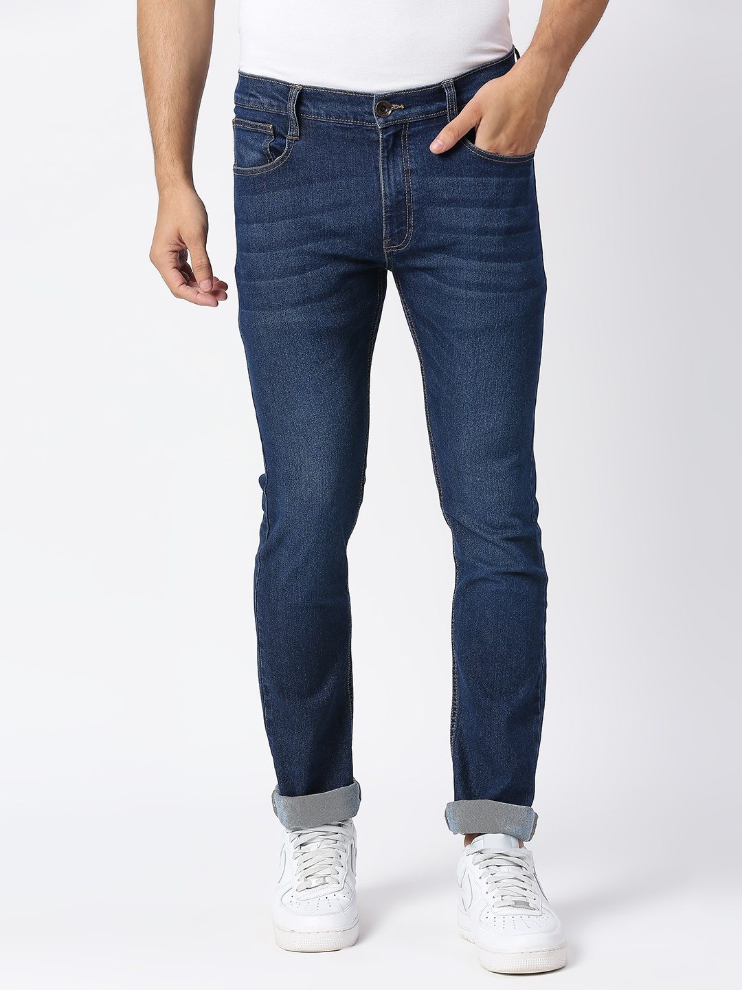 

Pepe Jeans Men Navy Blue Vapour Slim Fit Mid-Rise Light Fade Stretchable Jeans