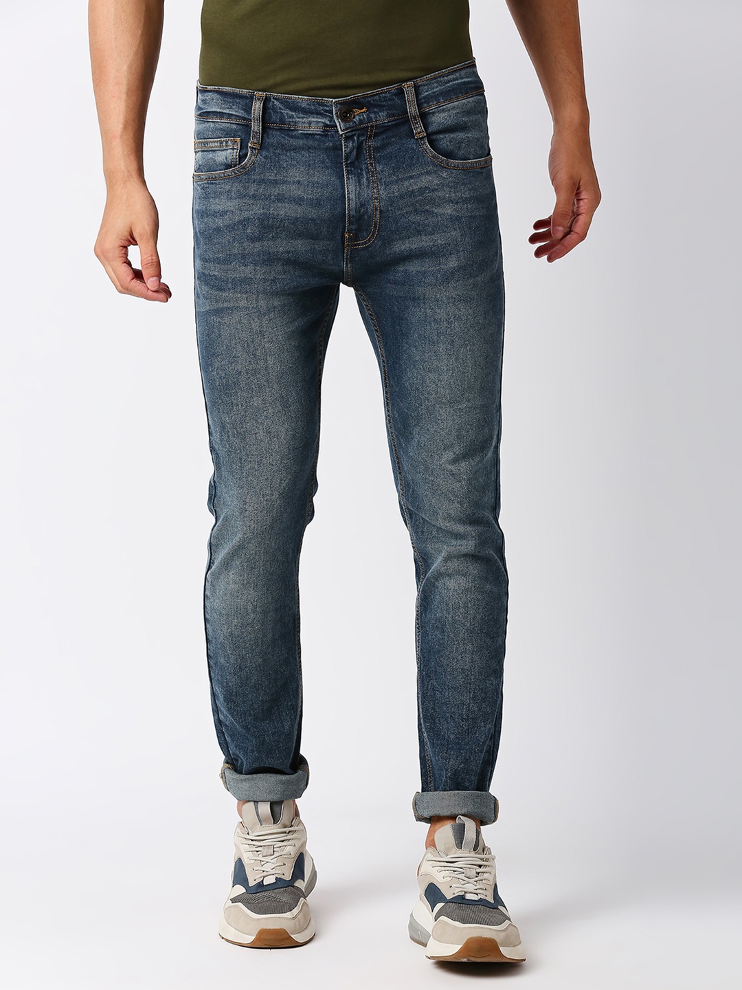 

Pepe Jeans Men Blue Tapered Vapour Slim Fit Low-Rise Heavy Fade Stretchable Jeans