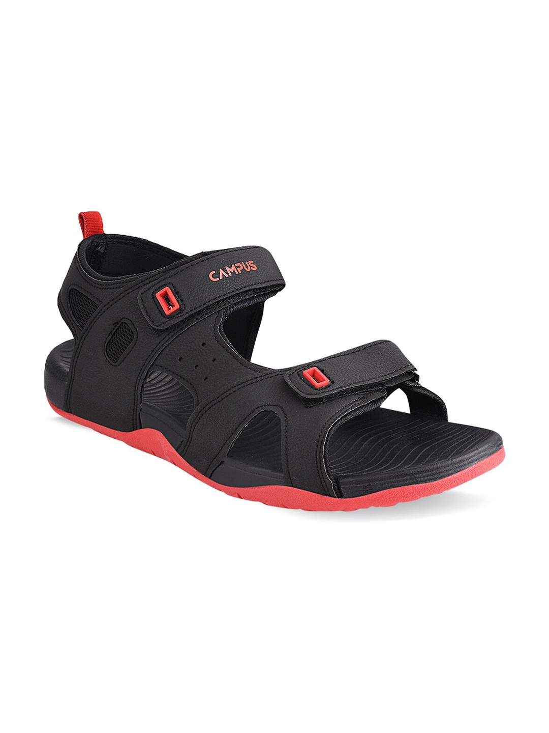 

Campus Men Black & Red Solid Sports Sandals