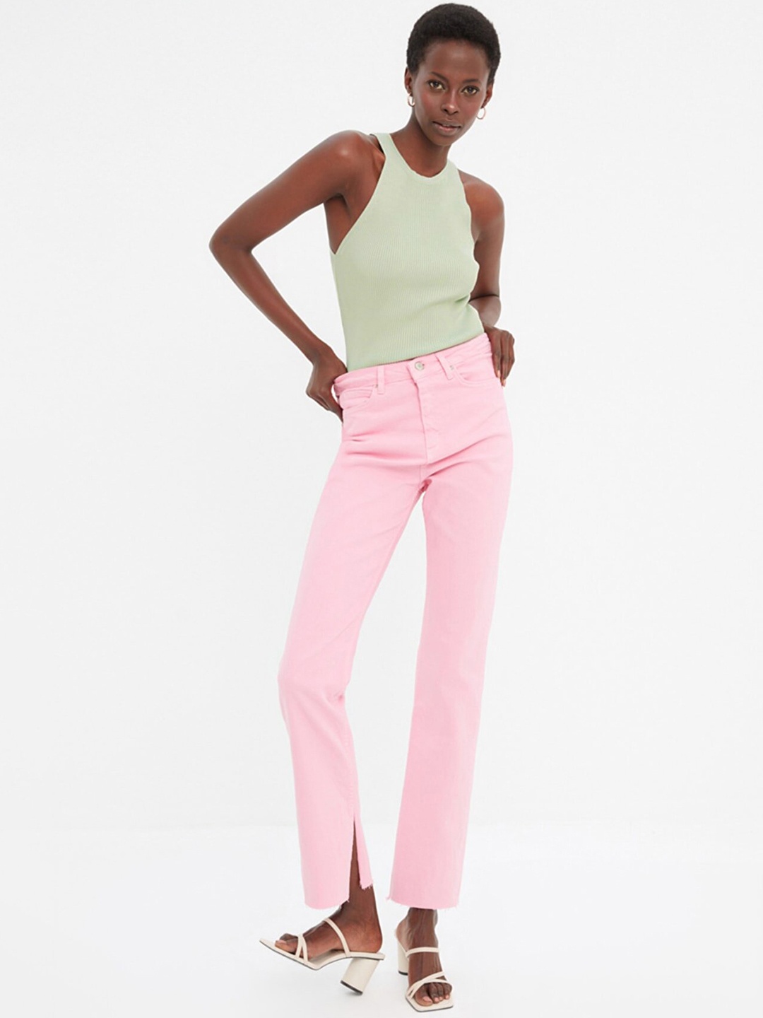 

Trendyol Green Solid Corduroy Top