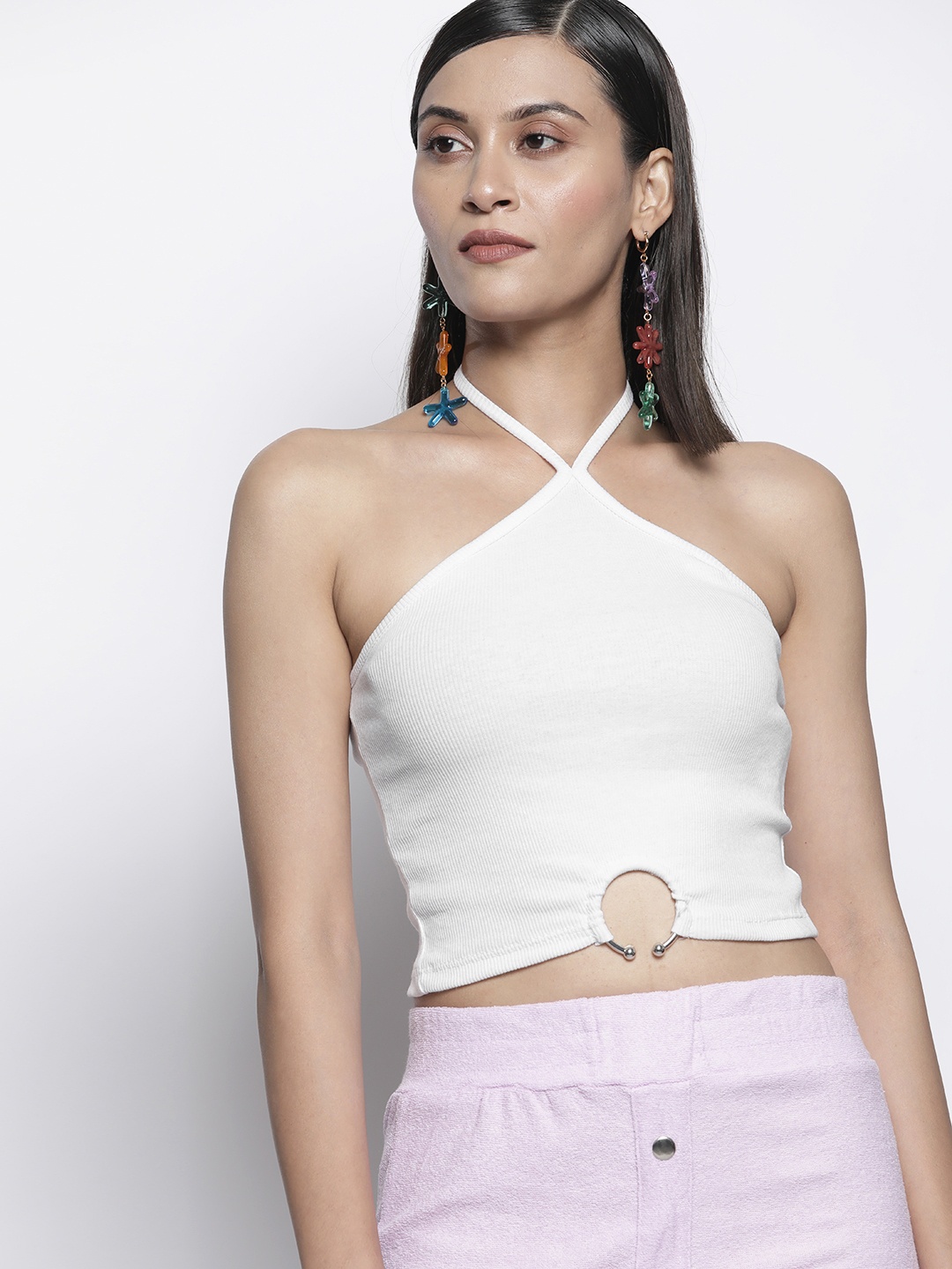 

Trendyol Women White Halter Neck Crop Top
