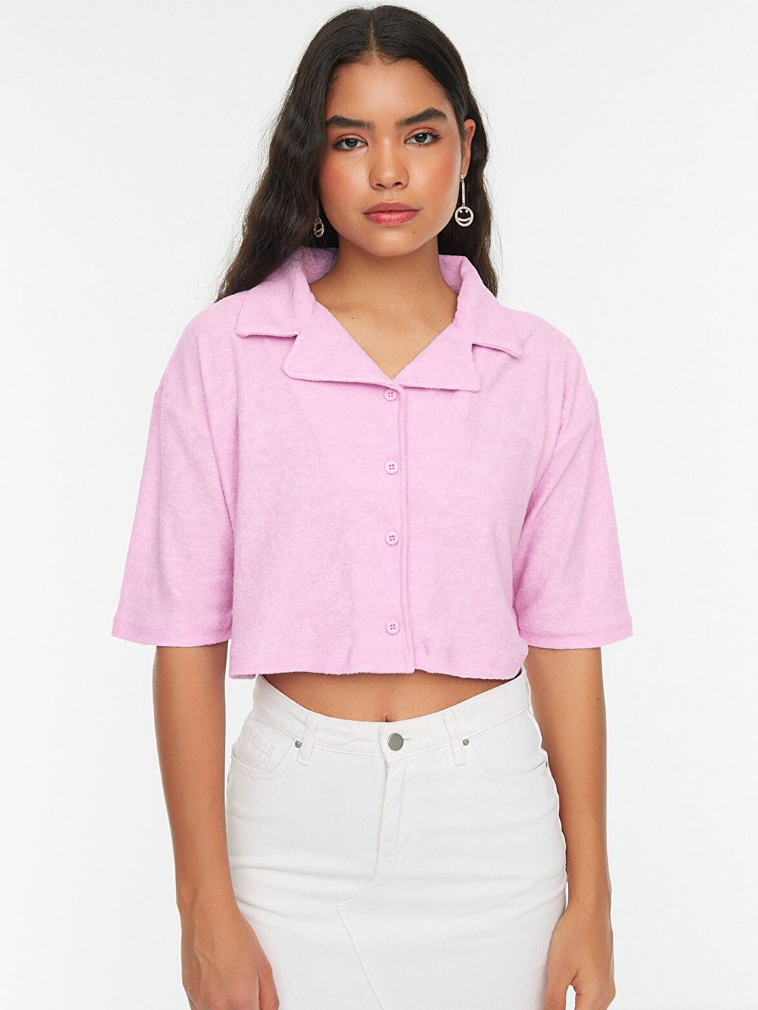 

Trendyol Women Lavender Solid Casual Shirt