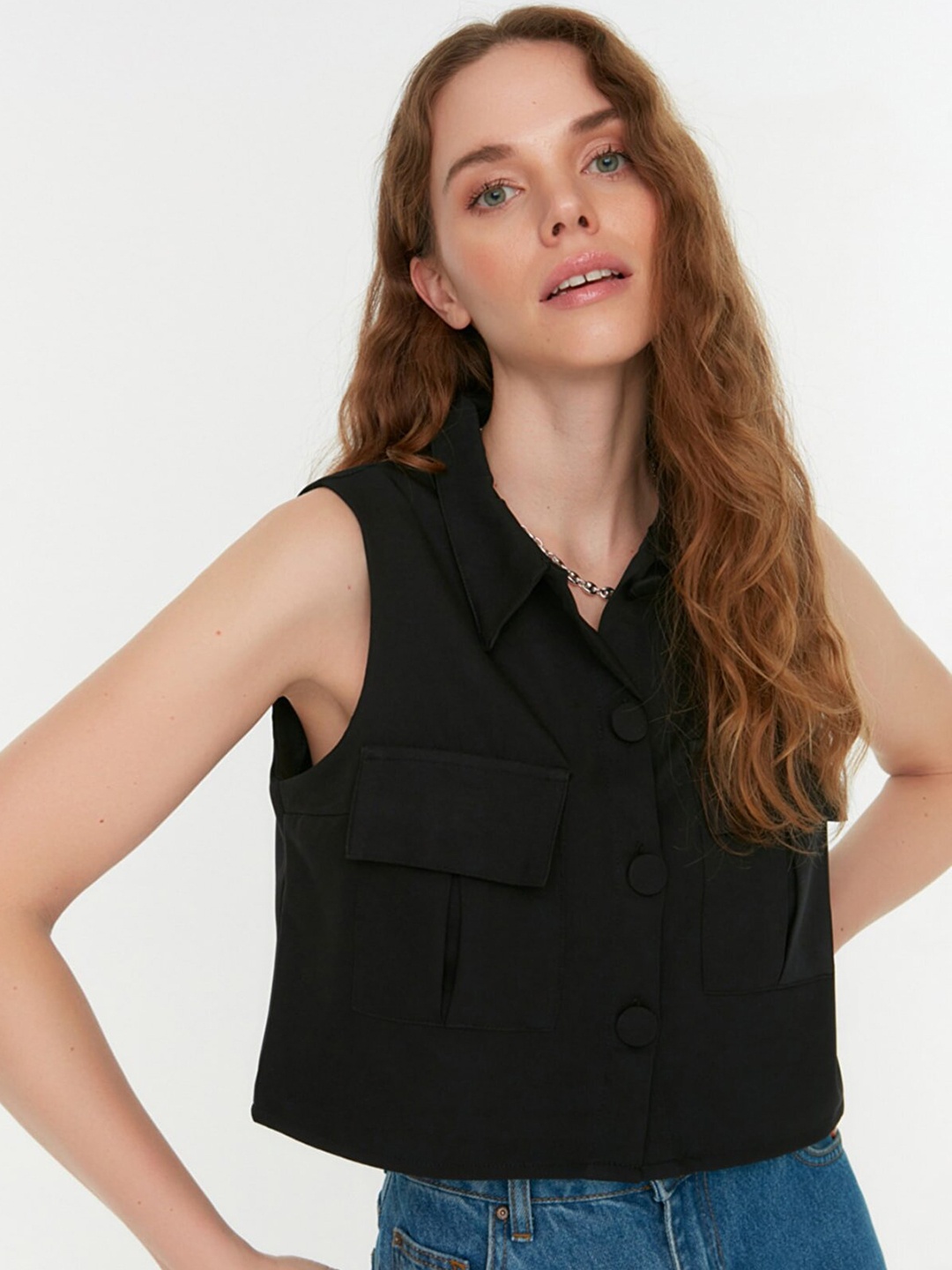 

Trendyol Women Black Shirt Style Top