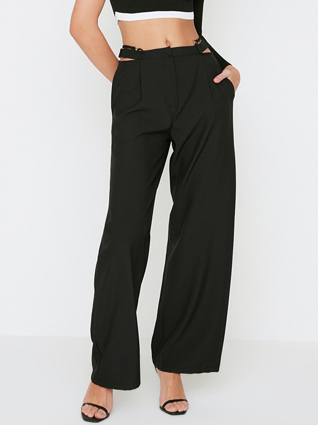 

Trendyol Women Black High-Rise Trousers