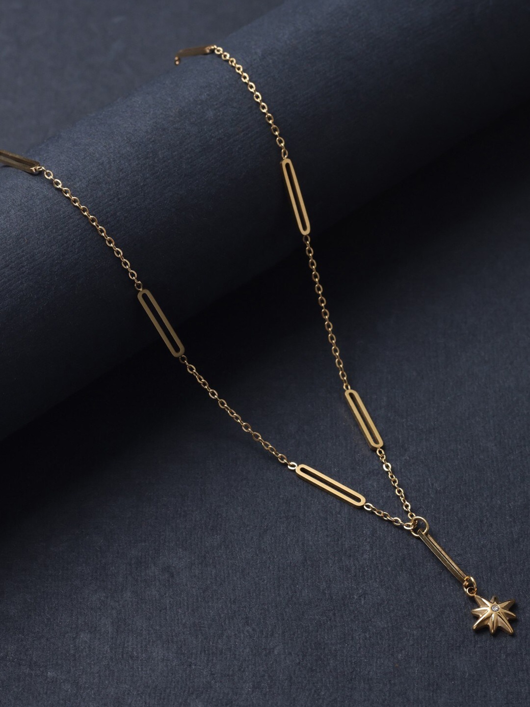 

anore 18K Gold-Plated Zirconia Studded Necklace