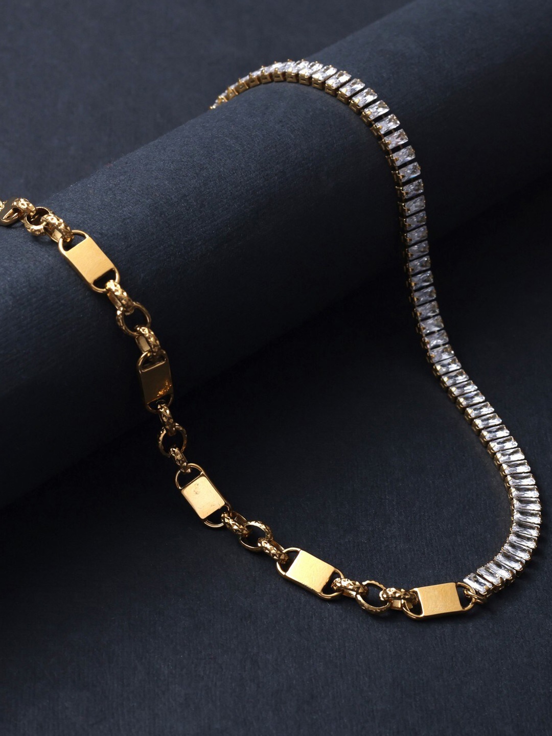 

anore 18K Gold-Plated Zirconia Studded Necklace