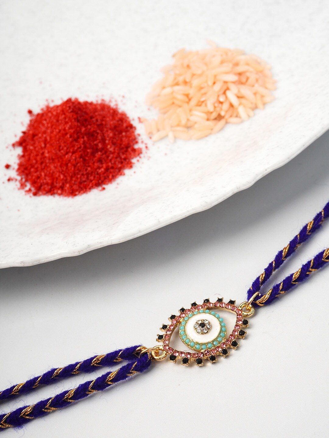 

Ferosh Men Blue Crystal Evil Eye Rakhi