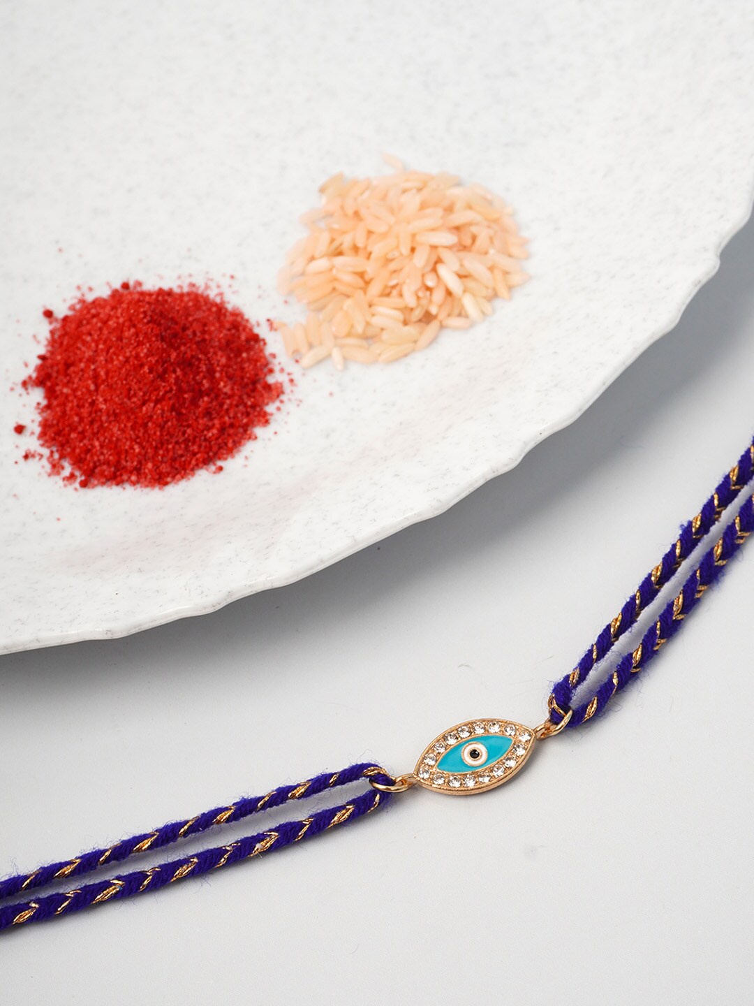 

Ferosh Men Blue Crystal Evil Eye Rakhi