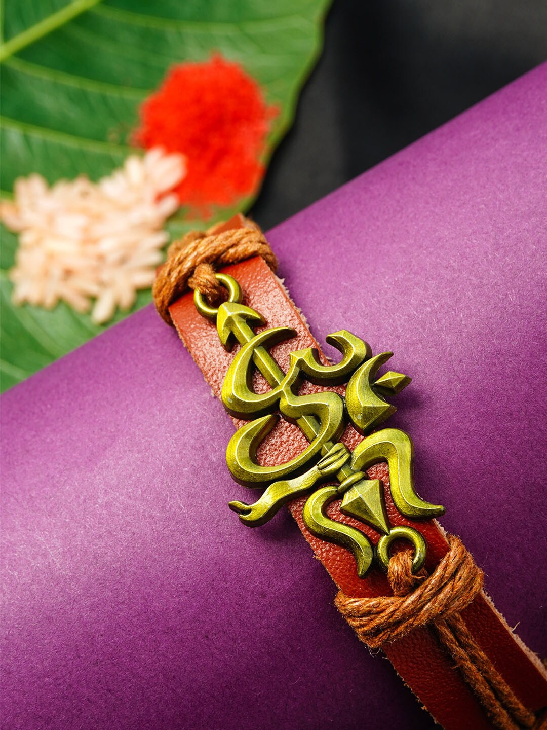 

Ferosh Men Brown Om Bracelet Rakhi