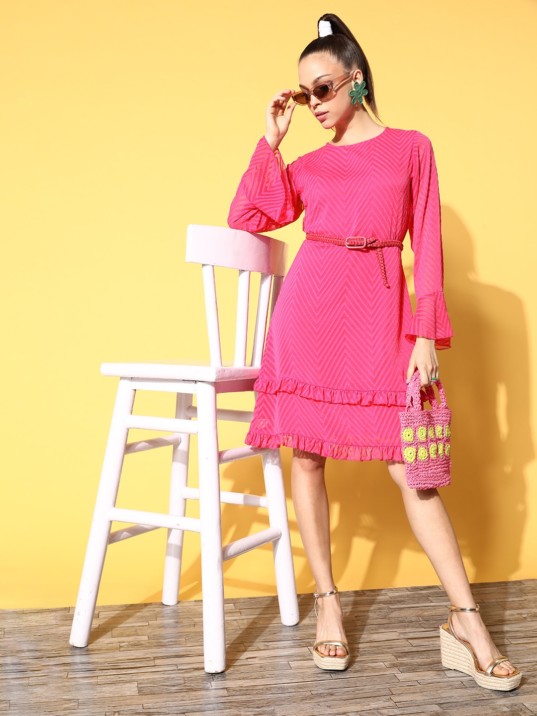

plusS Women Pretty Pink Striped Vacay Attire