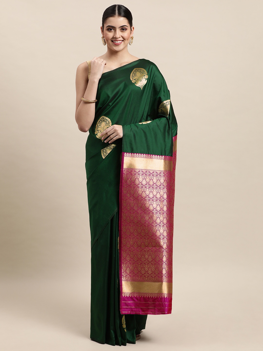 

Royal Rajgharana Saree Green Woven Design Banarasi Saree