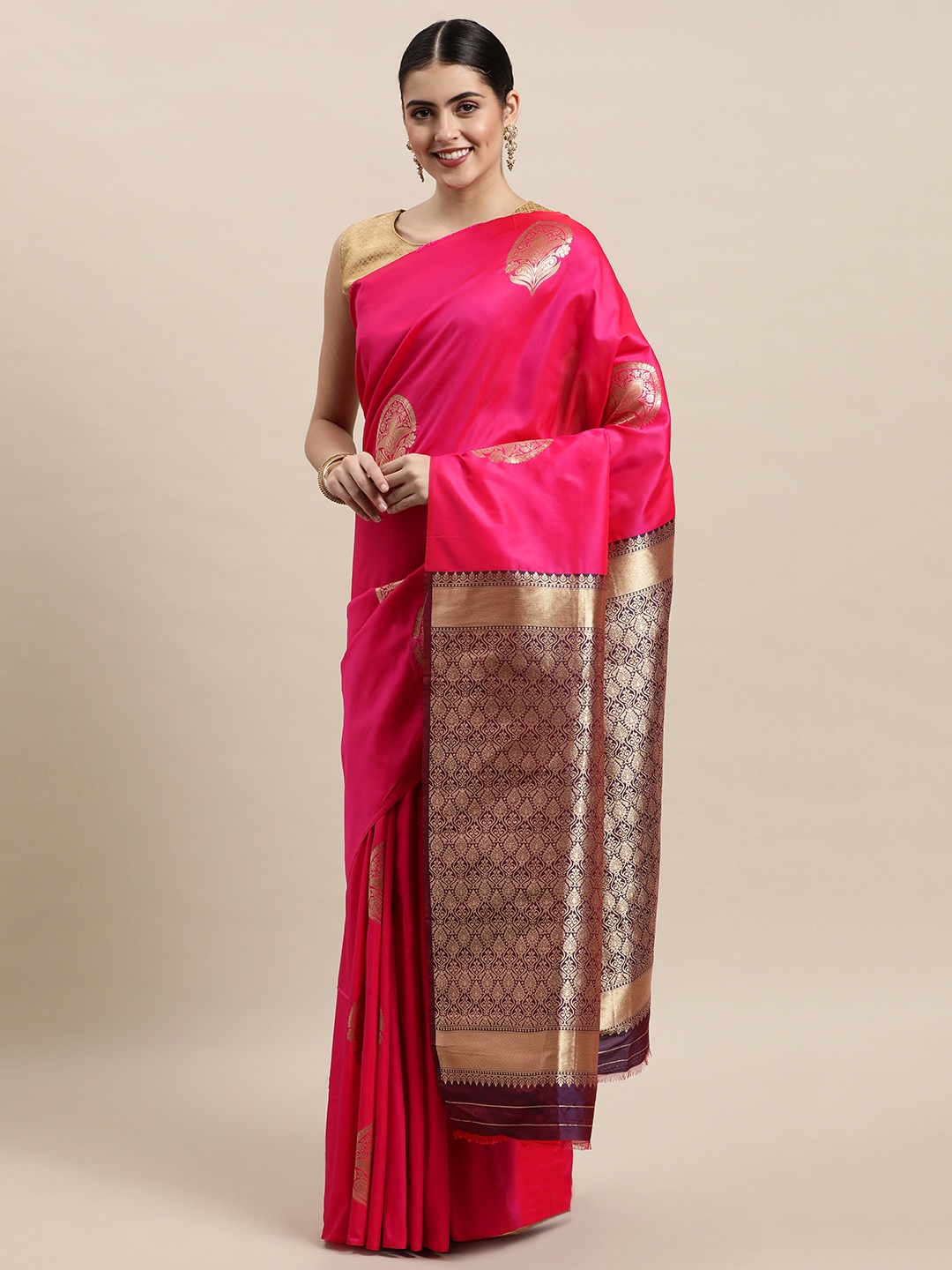 

Royal Rajgharana Saree Pink Woven Design Banarasi Saree