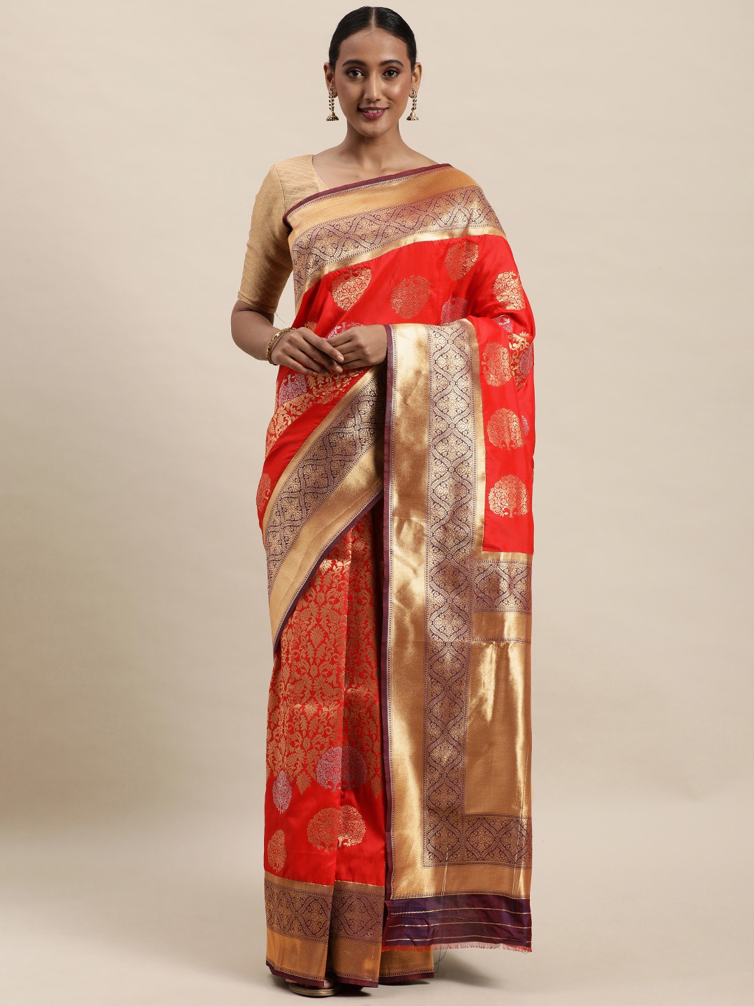 

Royal Rajgharana Saree Red & Golden Woven Design Banarasi Saree