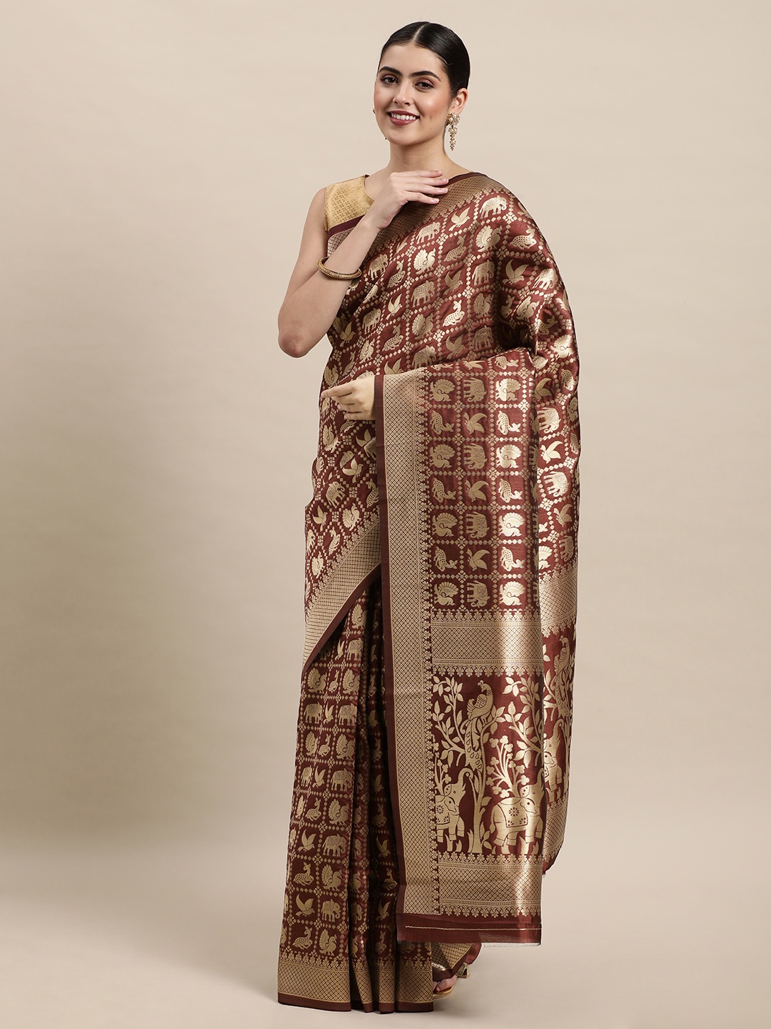 

Royal Rajgharana Saree Maroon & Golden Woven Design Patola Saree