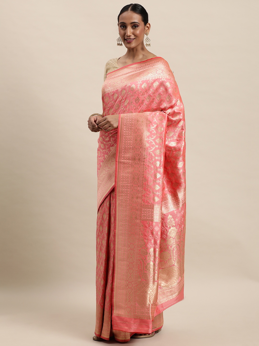 

Royal Rajgharana Saree Peach-Coloured & Golden Woven Design Banarasi Saree