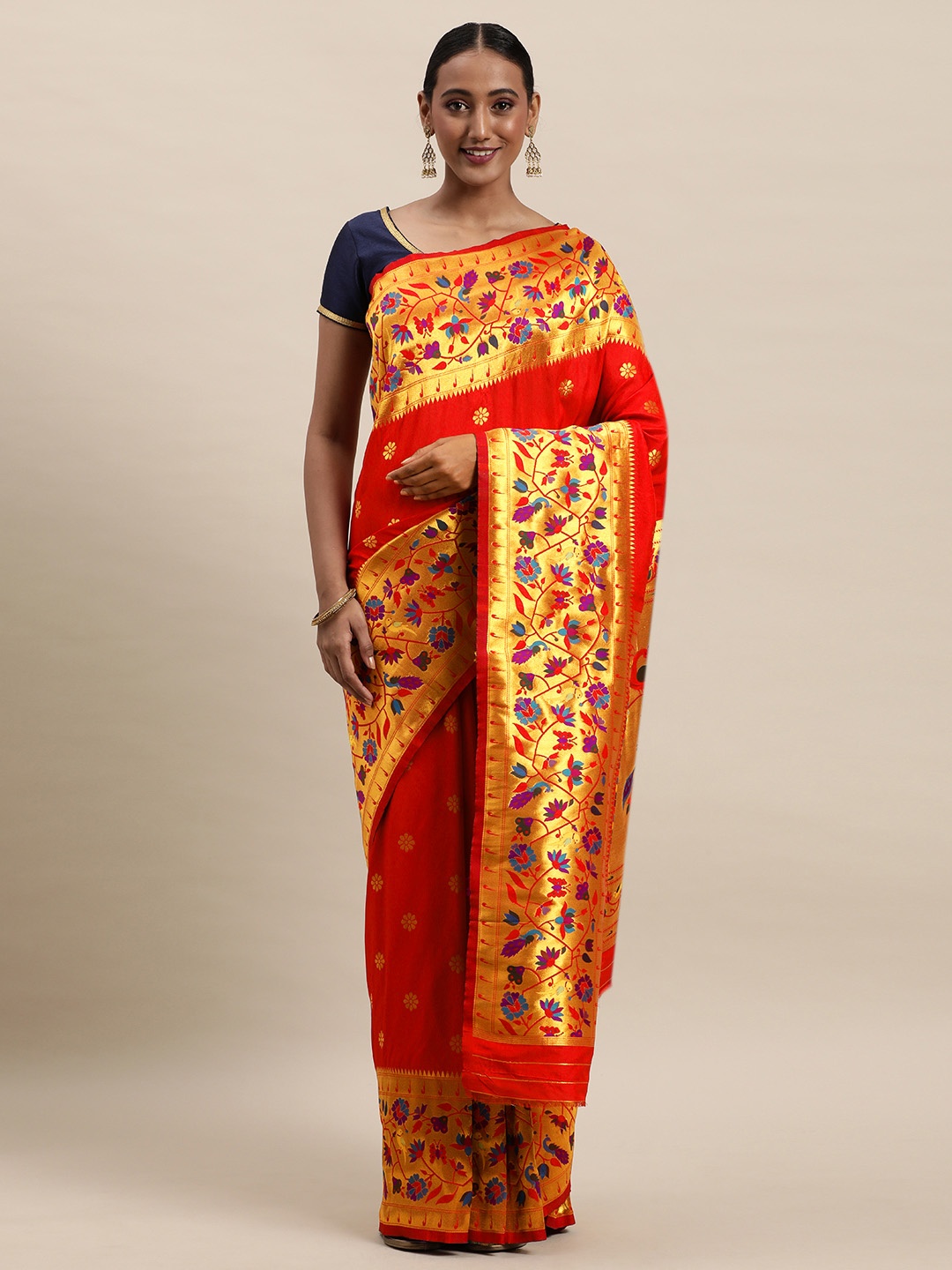 

Royal Rajgharana Saree Red Woven Design Paithani Saree
