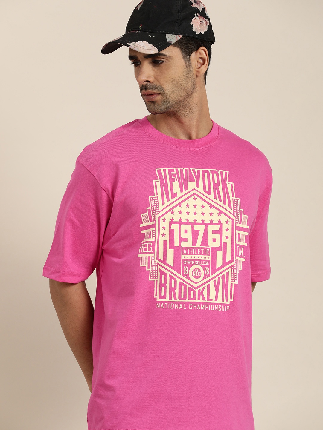 

DILLINGER Men Pink Typography Printed Cotton T-shirt