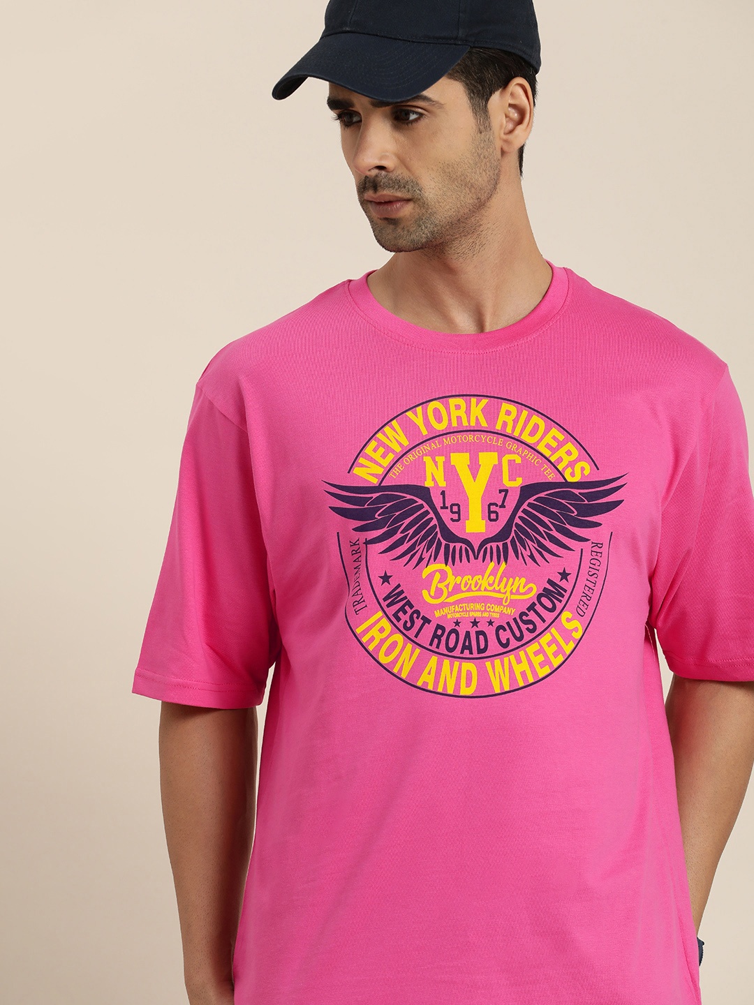 

DILLINGER Men Pink Typography Printed Cotton T-shirt