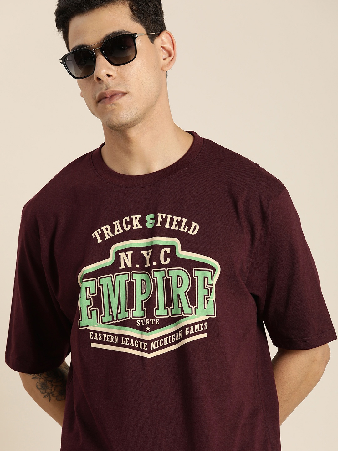 

DILLINGER Men Maroon Typography Printed Cotton T-shirt