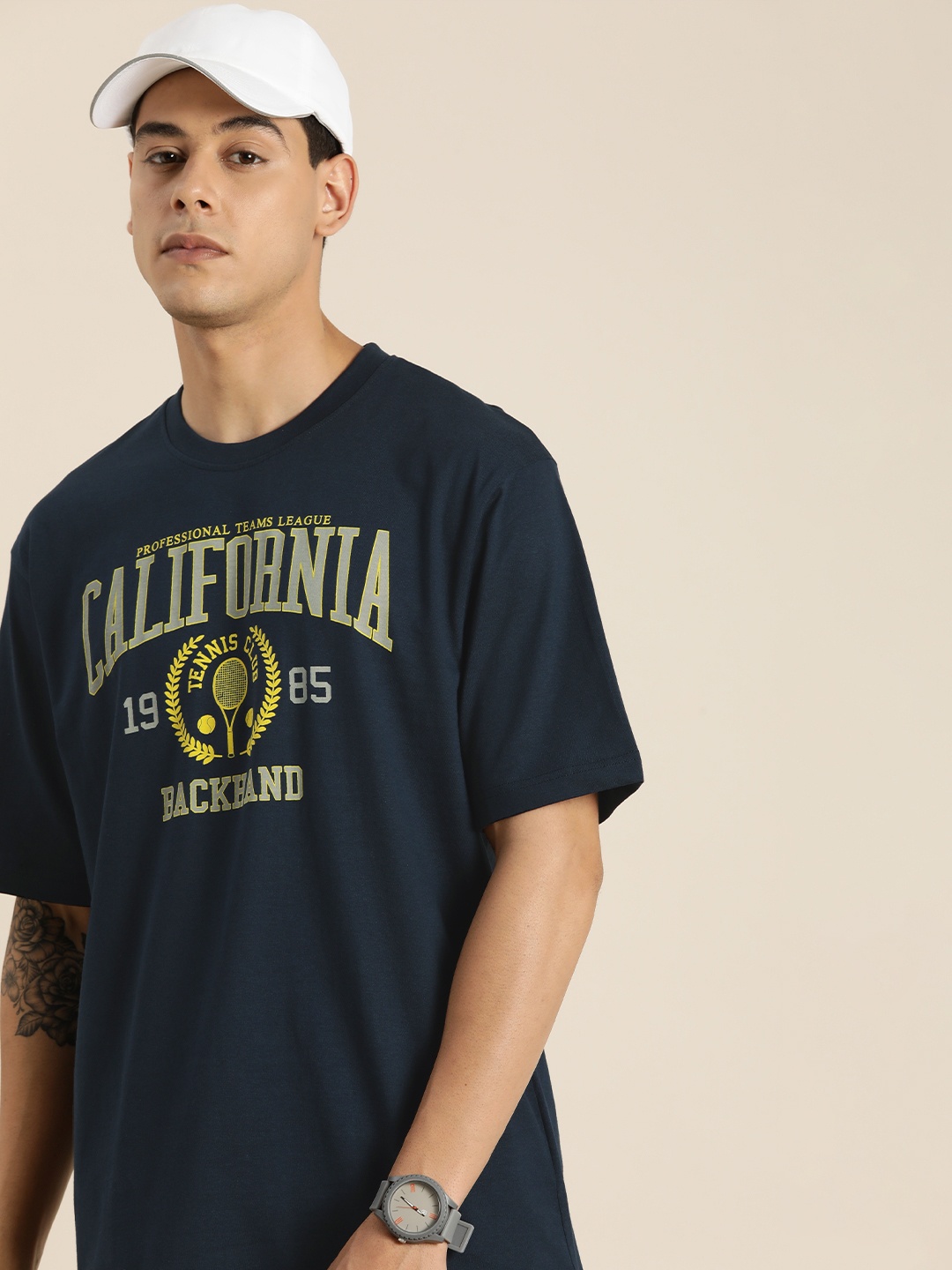 

DILLINGER Men Navy Blue Typography Printed Cotton T-shirt