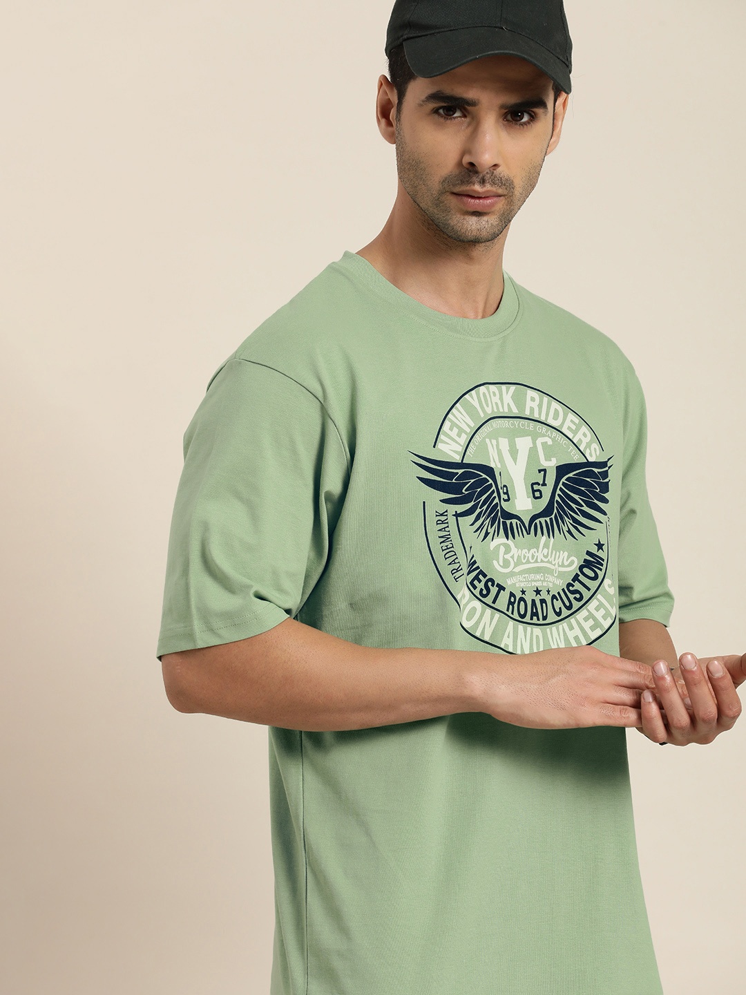 

DILLINGER Men Green Typography Printed Cotton T-shirt